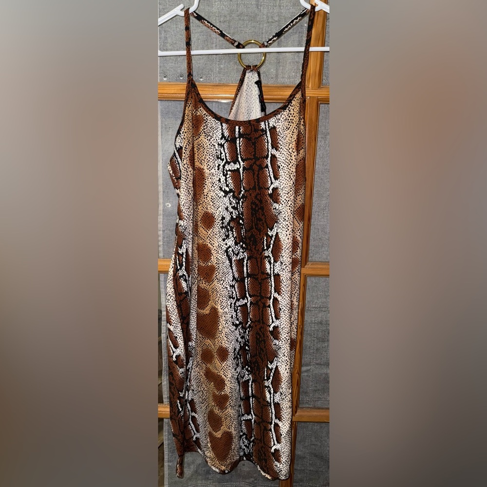 Reptile Skin Patterned Soft Fitted Mini Dress